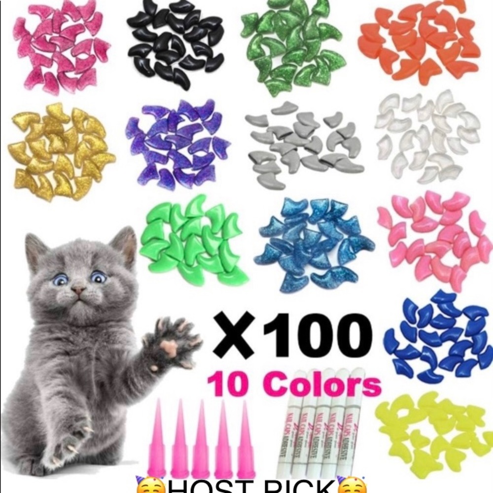 Nail Caps Protector Pack of 100 Sz XS Kitten Multicolored